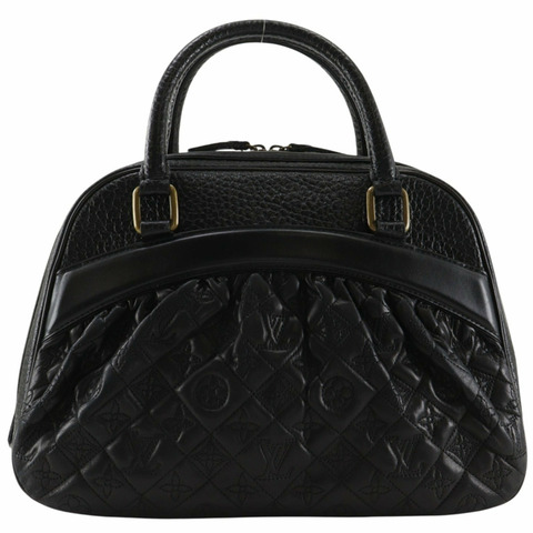 Louis Vuitton Mizzi 手提包，Monogram Vienna，M95101，羊皮，黑色（2005），CE1015，A5 尺寸，雙拉鍊，女士。