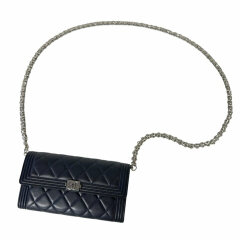 CHANEL *自加鏈＞送無品牌扣＋無品牌鏈帶* Boy 長銀包 WOC