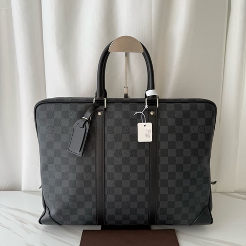 路易威登 lv 黑色 棋盤格 公文包 13年