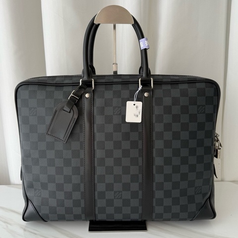 路易威登 lv 黑色 棋盤格 公文包 15年