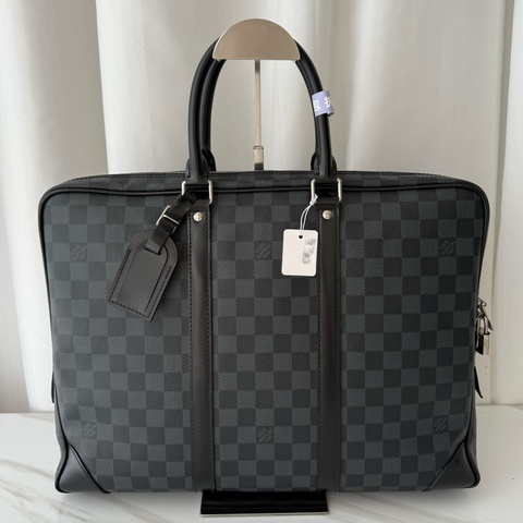 路易威登 lv 黑色 棋盤格 公文包 12年