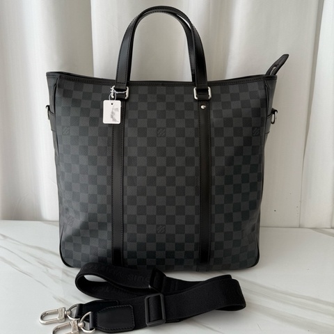 路易威登 lv 黑色 棋盤格 公文包 有肩帶 11年