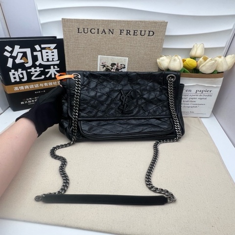 YSL黑色niki流浪郵差包中號