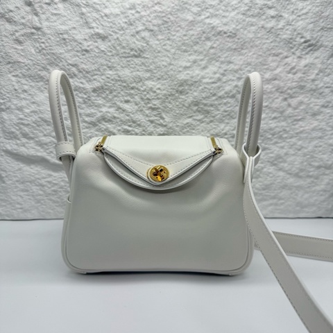 愛馬仕 Hermes mini lindy 一代 純白色 金扣 swift皮