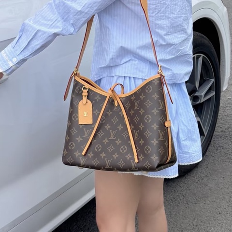 👜LV路易威登｜老花Carryall中號子母單肩斜挎包｜98新芯片款