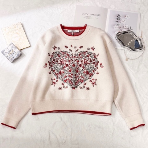 Dior 2025 Top 愛心刺繡針織上衣