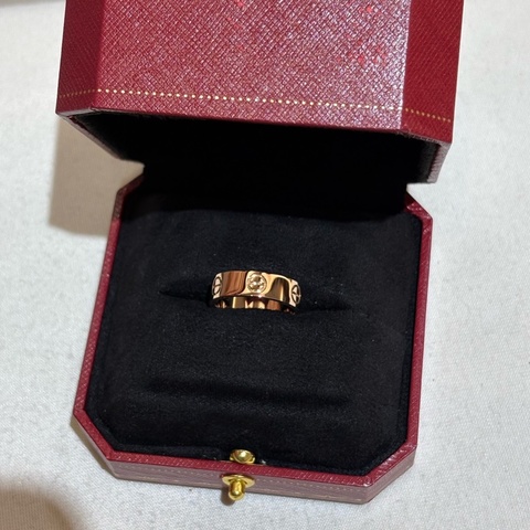 Cartier卡地亞 Love寬版戒指 52圈號 18k玫瑰金