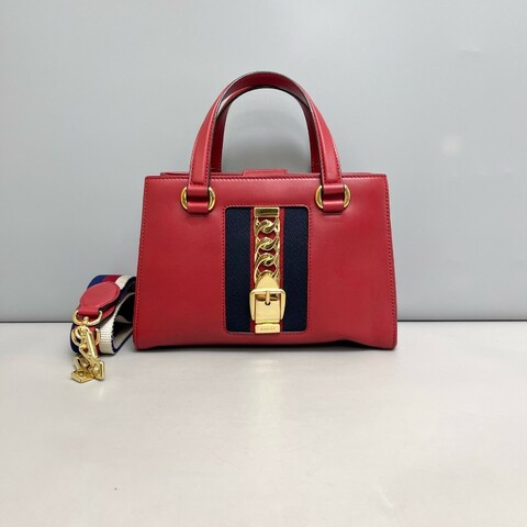 Gucci sylvie紅色全皮塞爾維亞tote