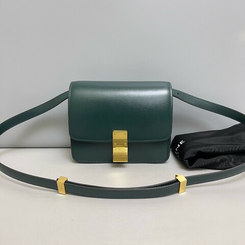 Celine 新標Box墨綠色全皮豆腐包