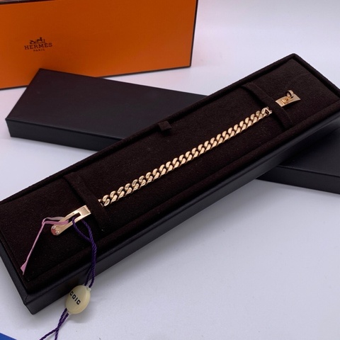 Hermes 愛馬仕六鑽 Kelly 手鍊 古巴鏈玫瑰金 SH碼