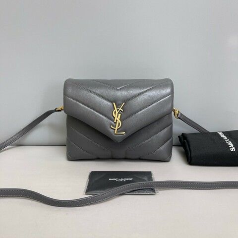 YSL LouLou小號灰金全皮方胖子