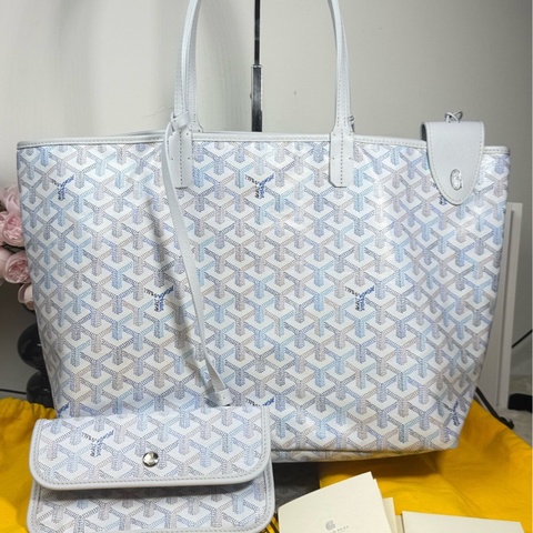 Goyard Saint Louis系列 限定淺藍拼白老花 托特包子母購物袋單肩包 中號。