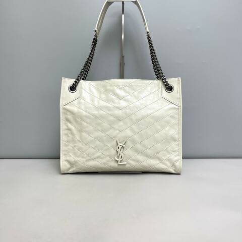 YSL Niki shopping bag米白色全皮tote