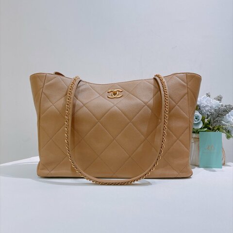 TW4964	Chanel香奈兒經典菱格購物包包 Shopping Tote Bag Calfskin Bronze x GHW