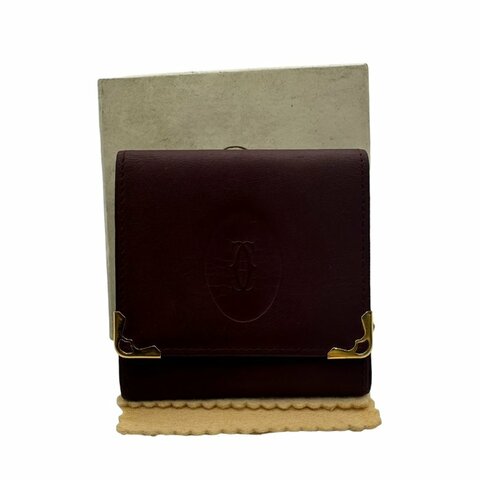 【美收精品】Cartier 酒紅色短夾  C-885【隔月月中將轉賣至日本 上架期限30天】