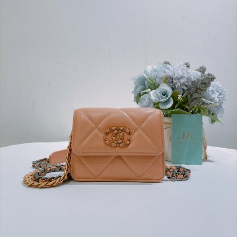 TW4968	Chanel 香奈兒19系列迷你卡包鍊帶包包 19 Mini Bag Caramel x GHW/PHW