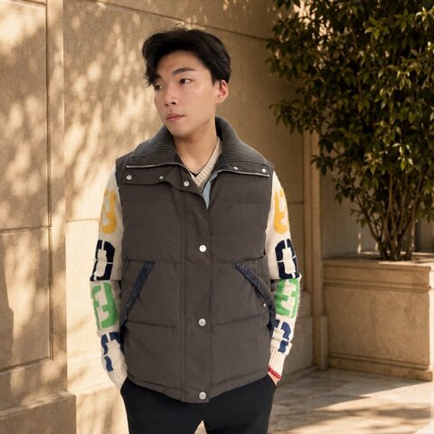 HERMES 羽絨背心 淺咖啡色 52號