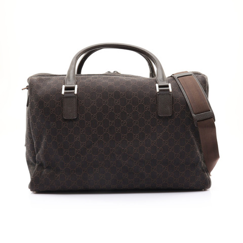 GUCCI 古馳 Duffle 兩用包 暗棕色 GG帆布 196356