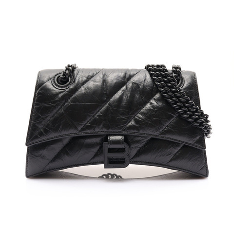 BALENCIAGA 巴黎世家 Crush Chain 肩背包 黑色 牛皮 716351 1000