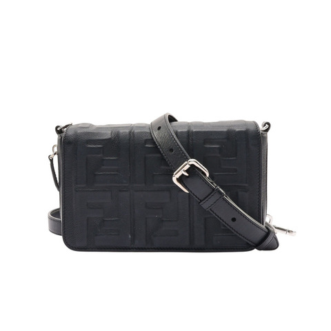 FENDI 芬迪 FF 壓紋 肩背包 黑色 牛皮 7M0299 A72V