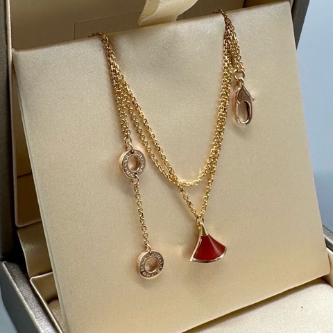 Bvlgari/寶格麗 紅玉髓扇子手鍊 玫瑰金紅玉髓 尺碼sm可調節 附件盒子 保卡