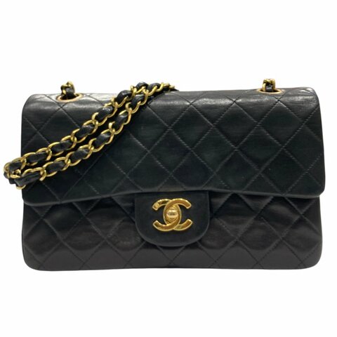 CHANEL 香奈兒 肩背包 MATELASSE 23 羊皮 黑色 金釦