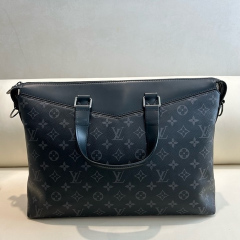 Louis Vuitton 路易威登Exploer 經典黑老花滿印傳奇公文包電腦包單肩包斜挎包手提包 芯片 肩帶