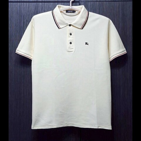 （日本製MIJ）絕版BURBERRY 博柏利 BLACK LABEL 黑標 戰馬 男黃色透氣網眼布短袖POLO衫3號
