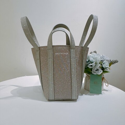 TW4977	Balenciaga 巴黎世家閃閃兩用包包 Everday XT North South Tote Bag Silver Flash