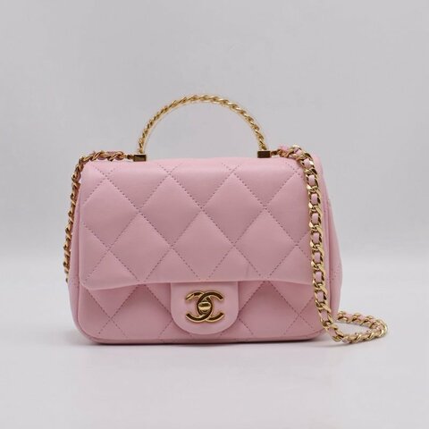 CHANEL 24S壓克力手提Mini CF20 - 粉金