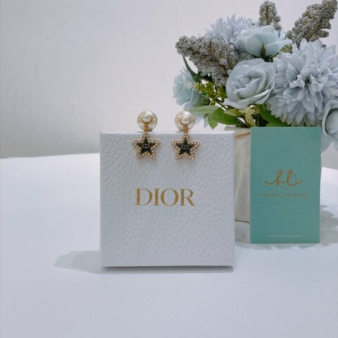 TW4983	Christian Dior 迪奧珍珠連星星吊飾耳環 Tribales Star CD Earrings Pearl x GHW