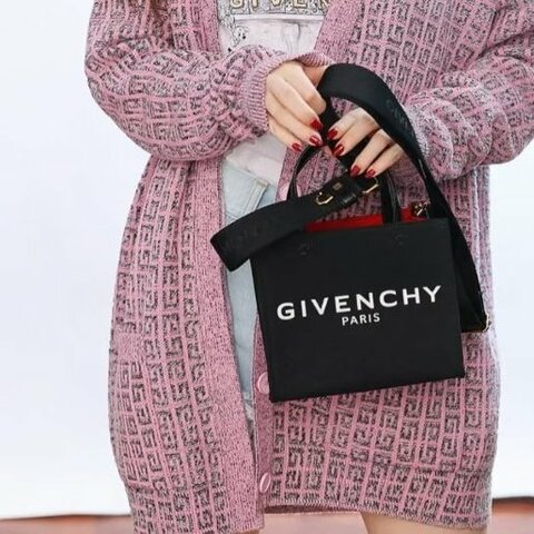 GIVENCHY G-Tote 字母印花帆布手提斜背包/黑 全新商品
