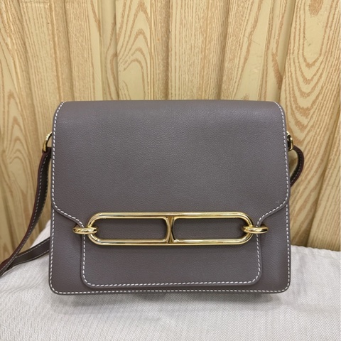 Hermes 愛馬仕 錫器灰 金扣 roulis 豬鼻子23 Evercolor皮 X刻