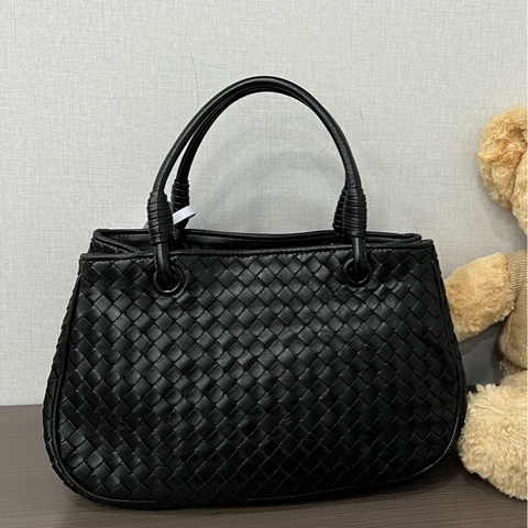 Bottega Veneta 葆蝶家 黑色編織手提托特包 底長31