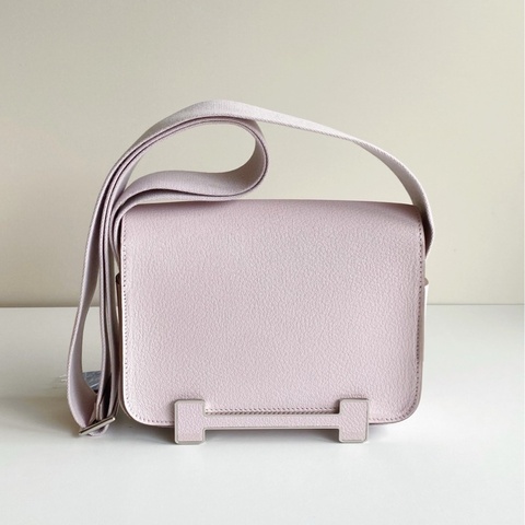 99新 Hermès 愛馬仕Geta木屐包 09夢幻紫 山羊皮 銀扣