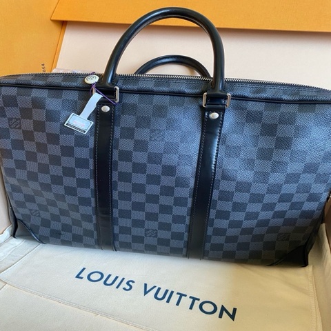 LV 路易威登 黑灰棋盤格男士公文包 四角格子公文包