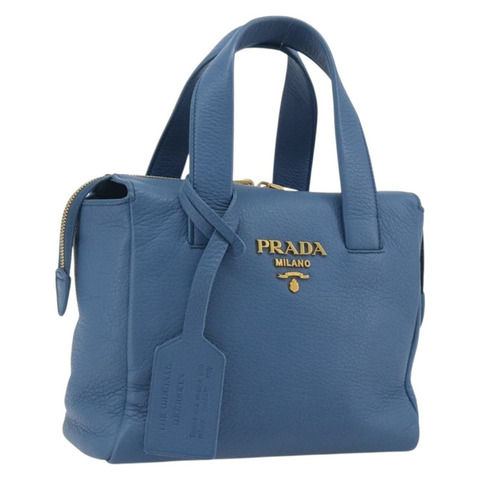 PRADA 手提包 皮革 藍色 金色 正品 197335V