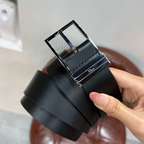 Dior 迪奧 HOMME 男士針扣皮帶/腰帶 黑銀牛皮