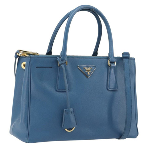 PRADA Safiano皮革雙肩包，藍金配色，正品 mr2852V