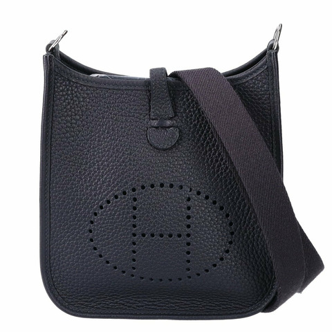 愛馬仕 Hermes 極佳成色 W 印章 Taurillon Clemence Caban Evelyne TPM 16 亞馬遜單肩包，銀色五金配件，女士