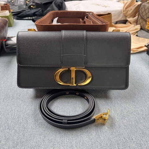 Dior迪奧 黑金全皮蒙田30 單肩斜挎包