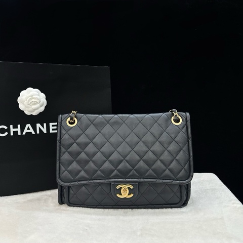 Chanel 香奈兒 黑金 Flap 24P maxi 豆腐包手提包單肩包斜挎包腋下包鏈條包 芯片款