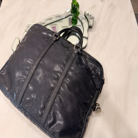 GUCCI 經典LOGO 防水PVC手提公事包 電腦包