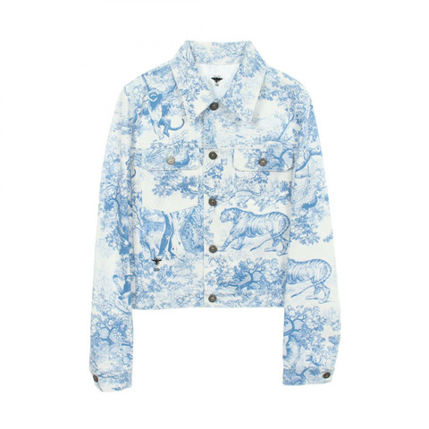 Christian Dior Toile de Jouy 牛仔外套 #36 242V11A3526 棉 白色 藍色 二手