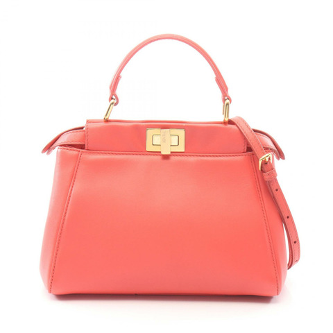 FENDI Mini Peek Boo 2WAY 手提包 8BN244 皮革 粉紅色 二手 女士