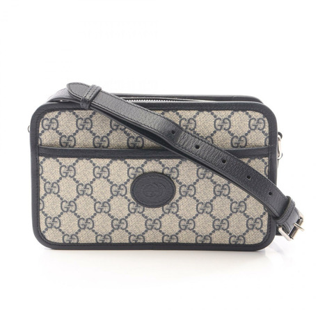 GUCCI 雙G GG Supreme 迷你斜背包 658572 帆布 二手