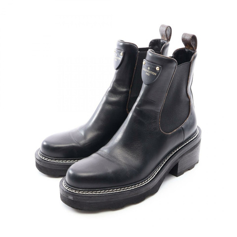 路易威登 Beaubourg 系列 Monogram 短靴 #37 1/2 皮革帆布 BK 二手