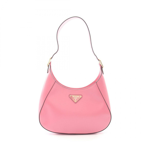 PRADA Cleo 三角形 Logo 單肩手提包，粉紅色皮革，二手女款