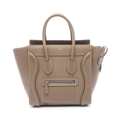 CELINE Luggage 迷你購物手提包 189793 皮革 灰色 二手 女士