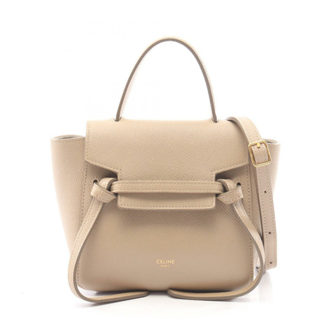 CELINE PICO BELT 肩背斜背包 皮革 米色 二手 女士